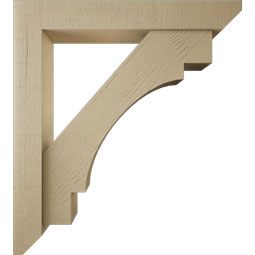 Ekena Millwork - BKTUR0554X36X40MRC06RCPR - Timberthane Faux Wood Merced Style Bracket w/ Offset Brace, Slat Ends, 5 1/2"W x 36"D x 40"H, Primed Tan
