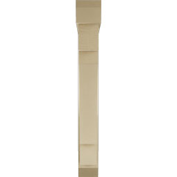 Ekena Millwork - BKTUR0554X36X44MRC06RCPR - Timberthane Faux Wood Merced Style Bracket w/ Offset Brace, Slat Ends, 5 1/2"W x 36"D x 44"H, Primed Tan
