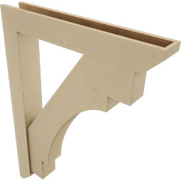 Ekena Millwork - BKTUR0554X36X48MRC06RCPR - Timberthane Faux Wood Merced Style Bracket w/ Offset Brace, Slat Ends, 5 1/2"W x 36"D x 48"H, Primed Tan