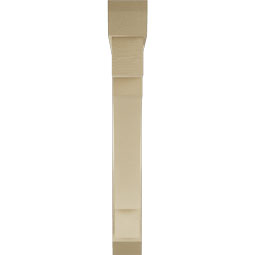 Ekena Millwork - BKTUR0554X42X42MRC06RCPR - Timberthane Faux Wood Merced Style Bracket w/ Offset Brace, Slat Ends, 5 1/2"W x 42"D x 42"H, Primed Tan