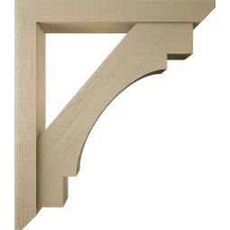 Ekena Millwork - BKTUR0554X42X48MRC06RCPR - Timberthane Faux Wood Merced Style Bracket w/ Offset Brace, Slat Ends, 5 1/2"W x 42"D x 48"H, Primed Tan