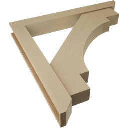 Ekena Millwork - BKTUR0554X46X46MRC06RCPR - Timberthane Faux Wood Merced Style Bracket w/ Offset Brace, Slat Ends, 5 1/2"W x 46"D x 46"H, Primed Tan