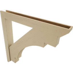 Ekena Millwork - BKTUR0554X48X48MRC06RCPR - Timberthane Faux Wood Merced Style Bracket w/ Offset Brace, Slat Ends, 5 1/2"W x 48"D x 48"H, Primed Tan