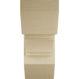 Ekena Millwork - BKTUR0756X18X18MRC06RCPR - Timberthane Faux Wood Merced Style Bracket w/ Offset Brace, Slat Ends, 7 1/2"W x 18"D x 18"H, Primed Tan