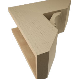 Ekena Millwork - BKTUR0756X18X18MRC06RCPR - Timberthane Faux Wood Merced Style Bracket w/ Offset Brace, Slat Ends, 7 1/2"W x 18"D x 18"H, Primed Tan