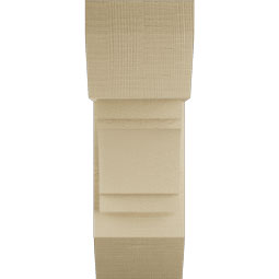 Ekena Millwork - BKTUR0756X18X22MRC06RCPR - Timberthane Faux Wood Merced Style Bracket w/ Offset Brace, Slat Ends, 7 1/2"W x 18"D x 22"H, Primed Tan