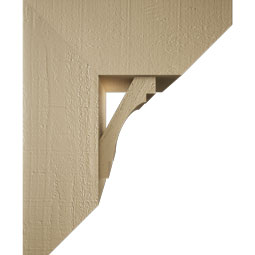 Ekena Millwork - BKTUR0756X18X22MRC06RCPR - Timberthane Faux Wood Merced Style Bracket w/ Offset Brace, Slat Ends, 7 1/2"W x 18"D x 22"H, Primed Tan