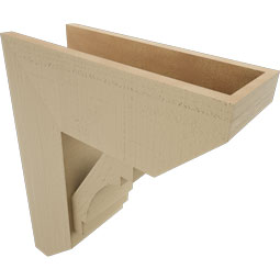Ekena Millwork - BKTUR0756X20X24MRC06RCPR - Timberthane Faux Wood Merced Style Bracket w/ Offset Brace, Slat Ends, 7 1/2"W x 20"D x 24"H, Primed Tan