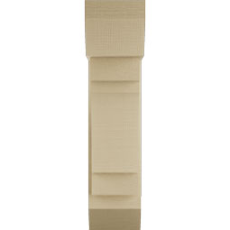 Ekena Millwork - BKTUR0756X20X32MRC06RCPR - Timberthane Faux Wood Merced Style Bracket w/ Offset Brace, Slat Ends, 7 1/2"W x 20"D x 32"H, Primed Tan