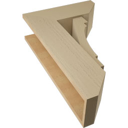 Ekena Millwork - BKTUR0756X20X32MRC06RCPR - Timberthane Faux Wood Merced Style Bracket w/ Offset Brace, Slat Ends, 7 1/2"W x 20"D x 32"H, Primed Tan