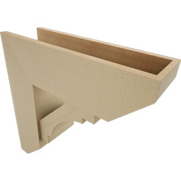 Ekena Millwork - BKTUR0756X24X24MRC06RCPR - Timberthane Faux Wood Merced Style Bracket w/ Offset Brace, Slat Ends, 7 1/2"W x 24"D x 24"H, Primed Tan