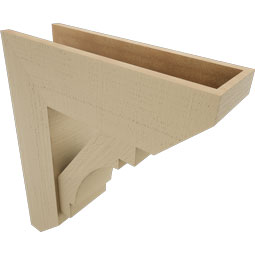 Ekena Millwork - BKTUR0756X24X28MRC06RCPR - Timberthane Faux Wood Merced Style Bracket w/ Offset Brace, Slat Ends, 7 1/2"W x 24"D x 28"H, Primed Tan