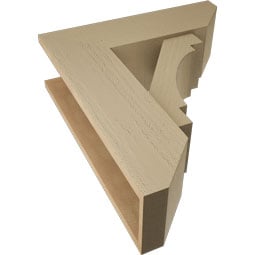 Ekena Millwork - BKTUR0756X24X28MRC06RCPR - Timberthane Faux Wood Merced Style Bracket w/ Offset Brace, Slat Ends, 7 1/2"W x 24"D x 28"H, Primed Tan