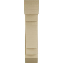 Ekena Millwork - BKTUR0756X24X36MRC06RCPR - Timberthane Faux Wood Merced Style Bracket w/ Offset Brace, Slat Ends, 7 1/2"W x 24"D x 36"H, Primed Tan