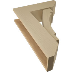 Ekena Millwork - BKTUR0756X24X36MRC06RCPR - Timberthane Faux Wood Merced Style Bracket w/ Offset Brace, Slat Ends, 7 1/2"W x 24"D x 36"H, Primed Tan