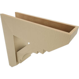 Ekena Millwork - BKTUR0756X26X26MRC06RCPR - Timberthane Faux Wood Merced Style Bracket w/ Offset Brace, Slat Ends, 7 1/2"W x 26"D x 26"H, Primed Tan
