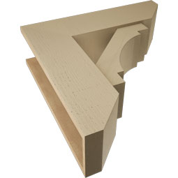 Ekena Millwork - BKTUR0756X26X26MRC06RCPR - Timberthane Faux Wood Merced Style Bracket w/ Offset Brace, Slat Ends, 7 1/2"W x 26"D x 26"H, Primed Tan