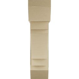 Ekena Millwork - BKTUR0756X26X30MRC06RCPR - Timberthane Faux Wood Merced Style Bracket w/ Offset Brace, Slat Ends, 7 1/2"W x 26"D x 30"H, Primed Tan
