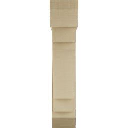 Ekena Millwork - BKTUR0756X26X38MRC06RCPR - Timberthane Faux Wood Merced Style Bracket w/ Offset Brace, Slat Ends, 7 1/2"W x 26"D x 38"H, Primed Tan