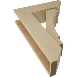 Ekena Millwork - BKTUR0756X26X38MRC06RCPR - Timberthane Faux Wood Merced Style Bracket w/ Offset Brace, Slat Ends, 7 1/2"W x 26"D x 38"H, Primed Tan