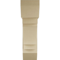 Ekena Millwork - BKTUR0756X28X28MRC06RCPR - Timberthane Faux Wood Merced Style Bracket w/ Offset Brace, Slat Ends, 7 1/2"W x 28"D x 28"H, Primed Tan