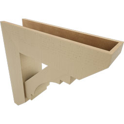 Ekena Millwork - BKTUR0756X28X28MRC06RCPR - Timberthane Faux Wood Merced Style Bracket w/ Offset Brace, Slat Ends, 7 1/2"W x 28"D x 28"H, Primed Tan