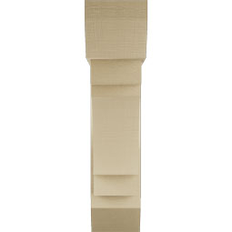 Ekena Millwork - BKTUR0756X28X32MRC06RCPR - Timberthane Faux Wood Merced Style Bracket w/ Offset Brace, Slat Ends, 7 1/2"W x 28"D x 32"H, Primed Tan