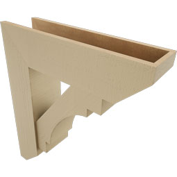 Ekena Millwork - BKTUR0756X28X32MRC06RCPR - Timberthane Faux Wood Merced Style Bracket w/ Offset Brace, Slat Ends, 7 1/2"W x 28"D x 32"H, Primed Tan