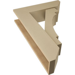 Ekena Millwork - BKTUR0756X28X40MRC06RCPR - Timberthane Faux Wood Merced Style Bracket w/ Offset Brace, Slat Ends, 7 1/2"W x 28"D x 40"H, Primed Tan