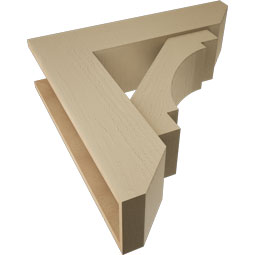 Ekena Millwork - BKTUR0756X30X30MRC06RCPR - Timberthane Faux Wood Merced Style Bracket w/ Offset Brace, Slat Ends, 7 1/2"W x 30"D x 30"H, Primed Tan