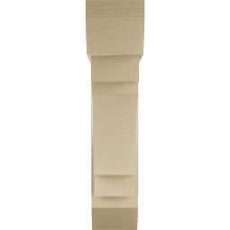 Ekena Millwork - BKTUR0756X30X34MRC06RCPR - Timberthane Faux Wood Merced Style Bracket w/ Offset Brace, Slat Ends, 7 1/2"W x 30"D x 34"H, Primed Tan