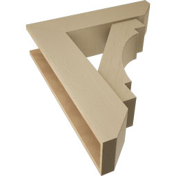 Ekena Millwork - BKTUR0756X30X36MRC06RCPR - Timberthane Faux Wood Merced Style Bracket w/ Offset Brace, Slat Ends, 7 1/2"W x 30"D x 36"H, Primed Tan