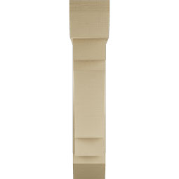 Ekena Millwork - BKTUR0756X30X38MRC06RCPR - Timberthane Faux Wood Merced Style Bracket w/ Offset Brace, Slat Ends, 7 1/2"W x 30"D x 38"H, Primed Tan