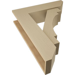 Ekena Millwork - BKTUR0756X30X38MRC06RCPR - Timberthane Faux Wood Merced Style Bracket w/ Offset Brace, Slat Ends, 7 1/2"W x 30"D x 38"H, Primed Tan