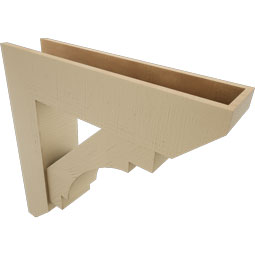 Ekena Millwork - BKTUR0756X32X32MRC06RCPR - Timberthane Faux Wood Merced Style Bracket w/ Offset Brace, Slat Ends, 7 1/2"W x 32"D x 32"H, Primed Tan