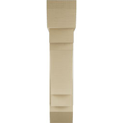 Ekena Millwork - BKTUR0756X32X36MRC06RCPR - Timberthane Faux Wood Merced Style Bracket w/ Offset Brace, Slat Ends, 7 1/2"W x 32"D x 36"H, Primed Tan