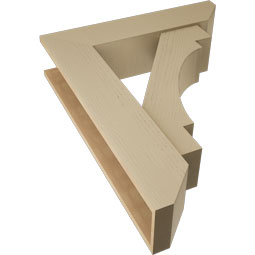 Ekena Millwork - BKTUR0756X32X40MRC06RCPR - Timberthane Faux Wood Merced Style Bracket w/ Offset Brace, Slat Ends, 7 1/2"W x 32"D x 40"H, Primed Tan