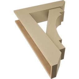 Ekena Millwork - BKTUR0756X32X44MRC06RCPR - Timberthane Faux Wood Merced Style Bracket w/ Offset Brace, Slat Ends, 7 1/2"W x 32"D x 44"H, Primed Tan