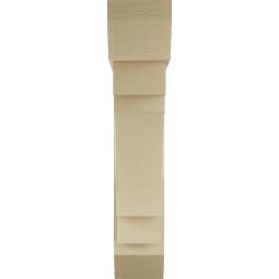Ekena Millwork - BKTUR0756X34X38MRC06RCPR - Timberthane Faux Wood Merced Style Bracket w/ Offset Brace, Slat Ends, 7 1/2"W x 34"D x 38"H, Primed Tan
