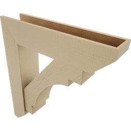 Ekena Millwork - BKTUR0756X34X38MRC06RCPR - Timberthane Faux Wood Merced Style Bracket w/ Offset Brace, Slat Ends, 7 1/2"W x 34"D x 38"H, Primed Tan
