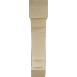 Ekena Millwork - BKTUR0756X36X36MRC06RCPR - Timberthane Faux Wood Merced Style Bracket w/ Offset Brace, Slat Ends, 7 1/2"W x 36"D x 36"H, Primed Tan