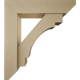 Ekena Millwork - BKTUR0756X36X40MRC06RCPR - Timberthane Faux Wood Merced Style Bracket w/ Offset Brace, Slat Ends, 7 1/2"W x 36"D x 40"H, Primed Tan