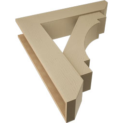 Ekena Millwork - BKTUR0756X36X40MRC06RCPR - Timberthane Faux Wood Merced Style Bracket w/ Offset Brace, Slat Ends, 7 1/2"W x 36"D x 40"H, Primed Tan