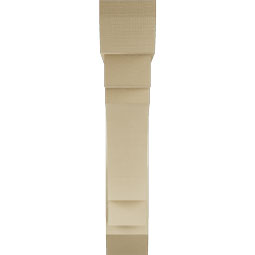 Ekena Millwork - BKTUR0756X40X40MRC06RCPR - Timberthane Faux Wood Merced Style Bracket w/ Offset Brace, Slat Ends, 7 1/2"W x 40"D x 40"H, Primed Tan