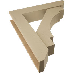 Ekena Millwork - BKTUR0756X40X44MRC06RCPR - Timberthane Faux Wood Merced Style Bracket w/ Offset Brace, Slat Ends, 7 1/2"W x 40"D x 44"H, Primed Tan