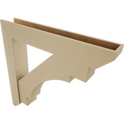 Ekena Millwork - BKTUR0756X48X48MRC06RCPR - Timberthane Faux Wood Merced Style Bracket w/ Offset Brace, Slat Ends, 7 1/2"W x 48"D x 48"H, Primed Tan