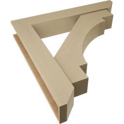 Ekena Millwork - BKTUR0756X48X48MRC06RCPR - Timberthane Faux Wood Merced Style Bracket w/ Offset Brace, Slat Ends, 7 1/2"W x 48"D x 48"H, Primed Tan