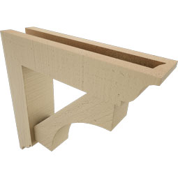 Ekena Millwork - BKTUR0352X14X14WTL01RCPR - Timberthane Faux Wood Westlake Style Bracket w/ Offset Brace, Traditional Ends, 3 1/2"W x 14"D x 14"H, Primed Tan
