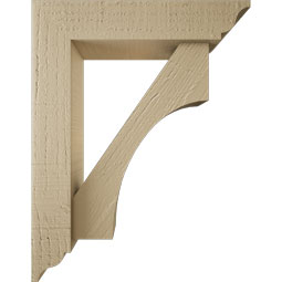 Ekena Millwork - BKTUR0352X14X18WTL01RCPR - Timberthane Faux Wood Westlake Style Bracket w/ Offset Brace, Traditional Ends, 3 1/2"W x 14"D x 18"H, Primed Tan
