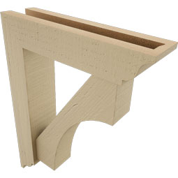 Ekena Millwork - BKTUR0352X14X18WTL01RCPR - Timberthane Faux Wood Westlake Style Bracket w/ Offset Brace, Traditional Ends, 3 1/2"W x 14"D x 18"H, Primed Tan